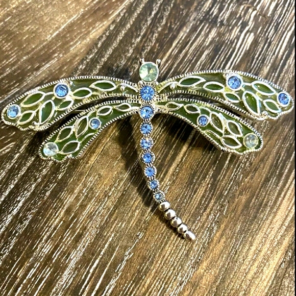 vinage Jewelry - Vintage dragonfly brooch with Blue rhinestones high quality jewelry